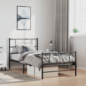 Bed Frame Black Powder-Coated Steel Single Bed Frame