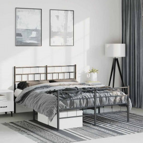 Metal Bed Frame Black Steel Double Bed Frame Rectangula...