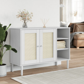 Sideboard White Solid pine wood, engineered wood, poly ...
