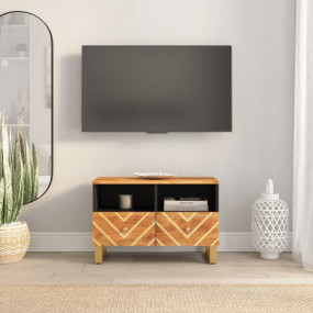TV Cabinet Brown and Black Solid mango wood, MDF, iron