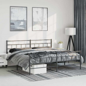 Metal Bed Frame Black Powder-Coated Steel Full Metal Be...