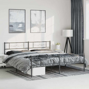 Bed Frame Black Steel Double Modern Bed Frame Rectangul...