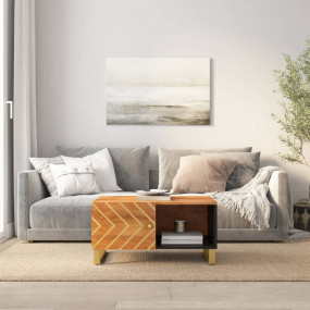 Coffee Table Brown and Black Solid mango wood, MDF, iro...