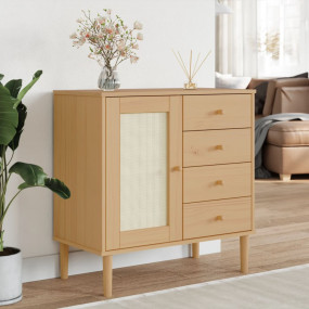 Sideboard Brown Solid pine wood, engineered wood, poly ...