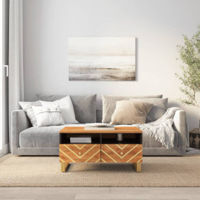 Coffee Table Brown and Black Solid mango wood, MDF, Iro...