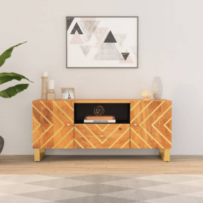 TV Cabinet Brown and Black Solid mango wood, MDF, iron
