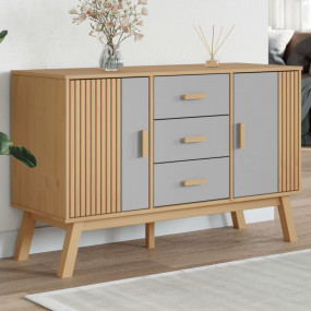 Sideboard Grey and brown Solid pine wood, engineered wo...