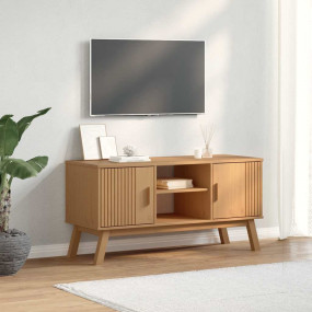 TV Cabinet Brown Solid pine wood Medium TV Cabinet Rect...