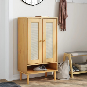 Shoe Cabinet Brown Solid pine wood with UV varnish fini...