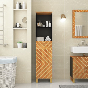 Bathroom Cabinet Brown and Black Solid Mango Wood, MDF,...