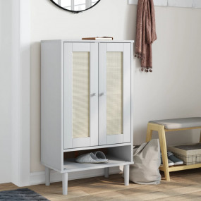 Shoe Cabinet White Solid Pine Wood Medium Shoe Cabinet