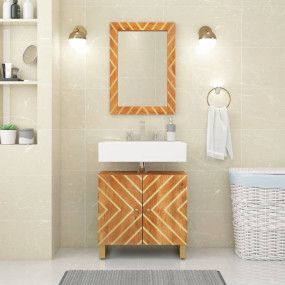 Bathroom Mirror Acacia Brown Solid mango wood Medium