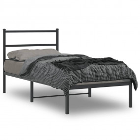 Bed Frame Black Powder-Coated Steel Twin Modern Bed Fra...