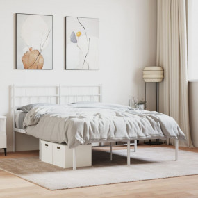 Metal Bed Frame White Powder-Coated Steel 47.2 x 74.8 i...