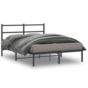 Bed Frame Black Powder-Coated Steel 53.1 x 74.8 in Doub...