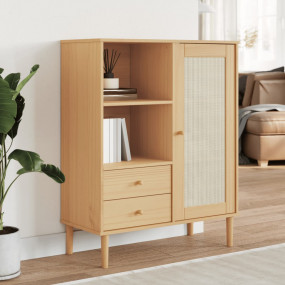 Highboard Brown Solid pine wood, engineered wood, poly ...