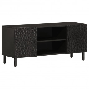 TV Cabinet Black Solid mango wood, engineered wood, iro...