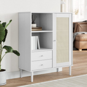 Highboard White Solid pine wood Large Highboard Rectang...