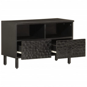 TV Cabinet Black Solid mango wood, iron, engineered woo...