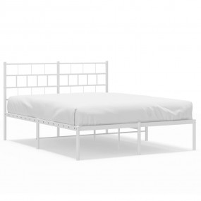 Metal Bed Frame White Powder-Coated Steel 55.1 x 78.7 i...