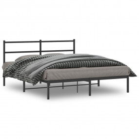 Bed Frame Black Powder-Coated Steel 59x79 in King Size ...