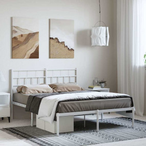 Metal Bed Frame White Powder-coated steel King Size