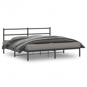 Bed Frame Black Powder-Coated Steel King Metal Bed Fram...