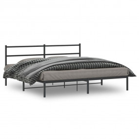 Bed Frame Black Powder-Coated Steel Full Modern Bed Fra...