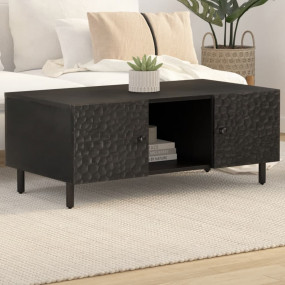 Coffee Table Black Solid Mango Wood, Iron Medium Coffee...