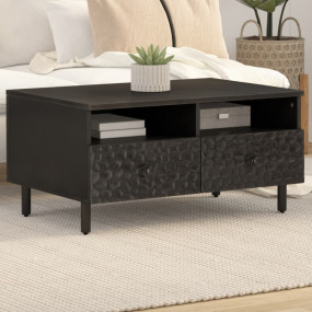 Coffee Table Black Solid mango wood, engineered wood, i...
