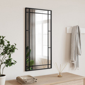 Wall Mirror Black Glass 15.7 x 31.5 in Minimalistic Wal...