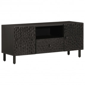 TV Cabinet Black Solid mango wood, Iron Large TV Cabine...