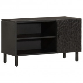 TV Cabinet Black Solid mango wood, engineered wood, iro...