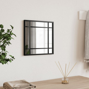 Wall Mirror Black Glass and Powder-Coated Iron 12 in x ...