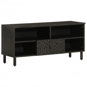 TV Cabinet Black Solid Mango Wood, Engineered Wood, Iro...