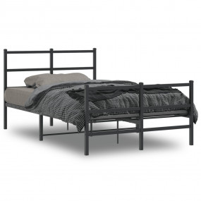 Bed Frame Black Powder-Coated Steel Small Double Bed Fr...