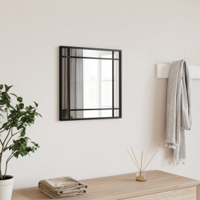 Wall Mirror Black Glass, Powder-Coated Steel 15.7x15.7 ...