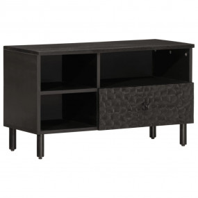 TV Cabinet Black Solid mango wood, engineered wood, iro...