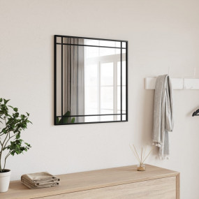 Wall Mirror Black Glass 19.7x19.7 in Minimalistic Wall ...