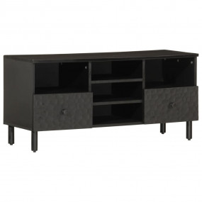TV Cabinet Black Solid mango wood, engineered wood, iro...