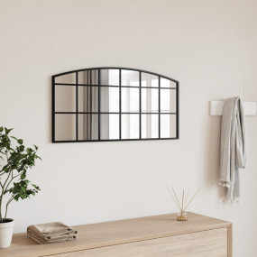 Wall Mirror Black Glass 31.5 x 15.7 in Minimalistic Wal...