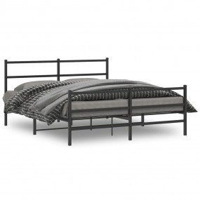 Bed Frame Black Powder-Coated Steel 60x79 in Bed Frame