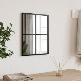 Wall Mirror Black Glass and Powder-Coated Iron 12 x 16 ...