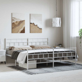 Metal Bed Frame White Steel 72 x 84 in Metal Bed Frame