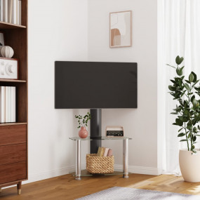 Corner TV Stand Black and Silver