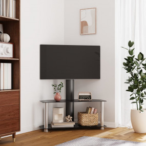 Corner TV Stand Black and Silver