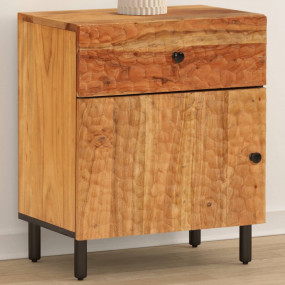 Bedside Cabinet Natural Wood, Black