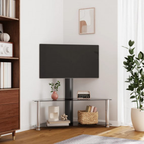 Corner TV Stand Black and Silver