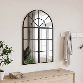 Wall Mirror Black Glass, Powder-Coated Iron 23.6 x 11.8...