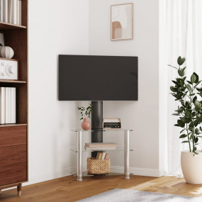 Corner TV Stand Black and Silver